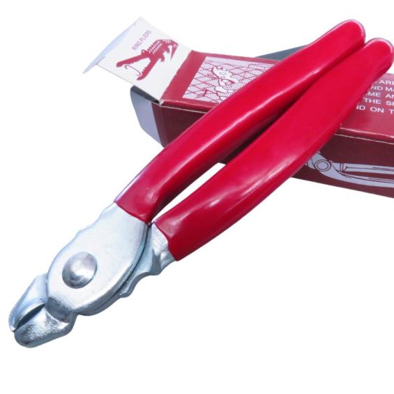 Hog ring plier with red handle