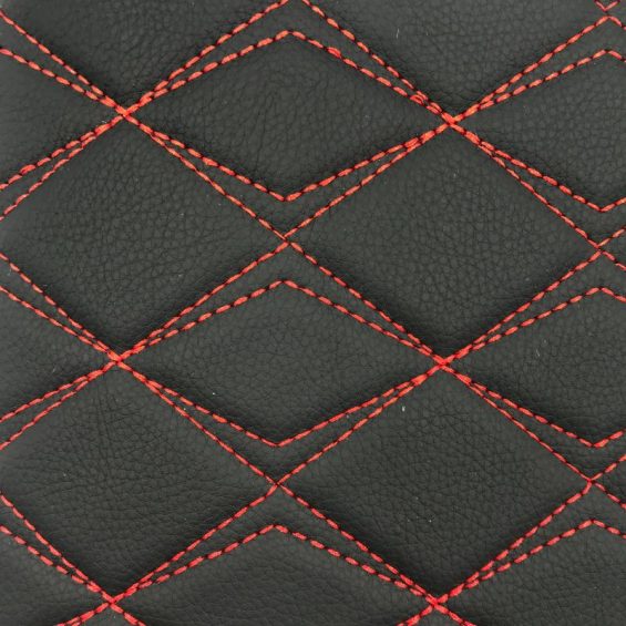 Quilted vinyl black diamond with red stitching