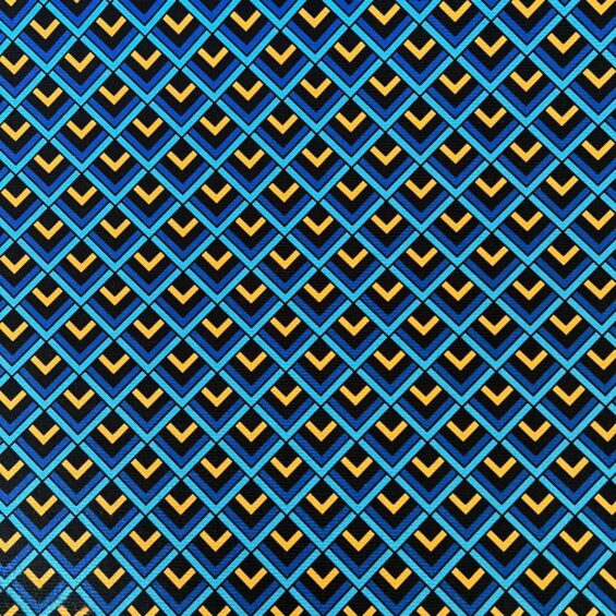 Bus Fabric - Motor Fabric - Blue and Yellow Chevron