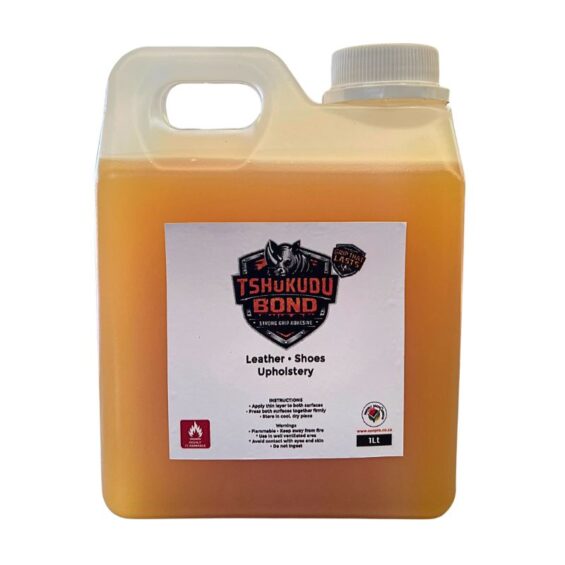 TSHUKUDU GLUE 1 LITER Tshukudu Glue 1 Liter is perfect for using on leather, shoes and upholstery.