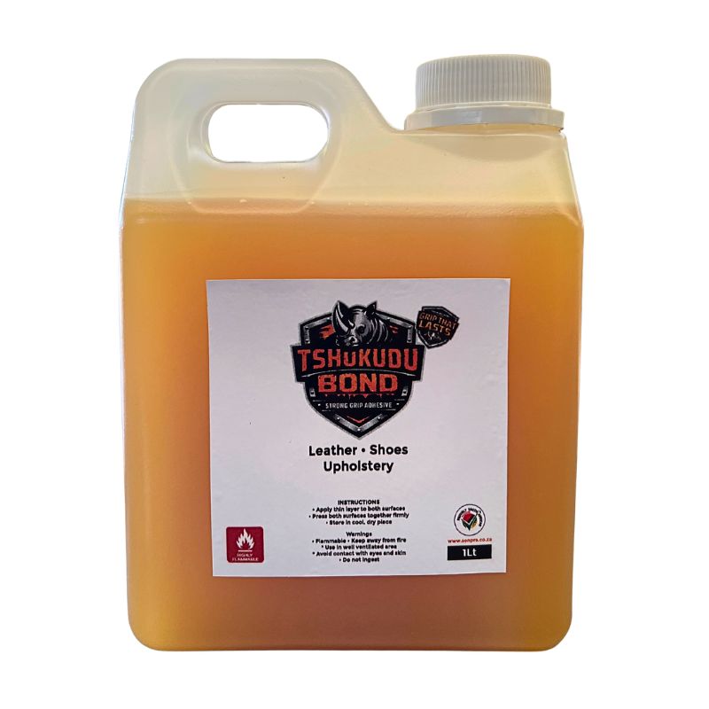 Tshukudu Glue 1 Liter is perfect for using on leather, shoes and upholstery.